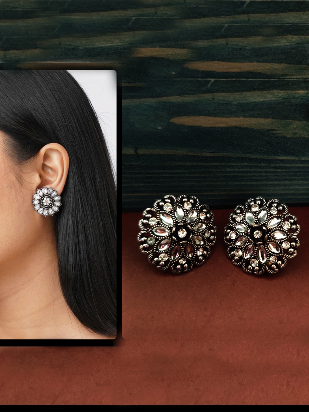 

Binnis Wardrobe Silver-Toned Contemporary Studs Earrings