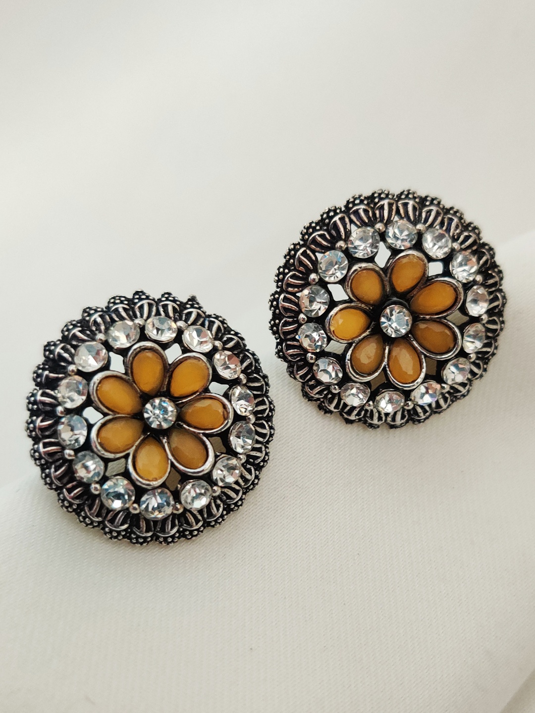 

Binnis Wardrobe Yellow Circular Studs Earrings