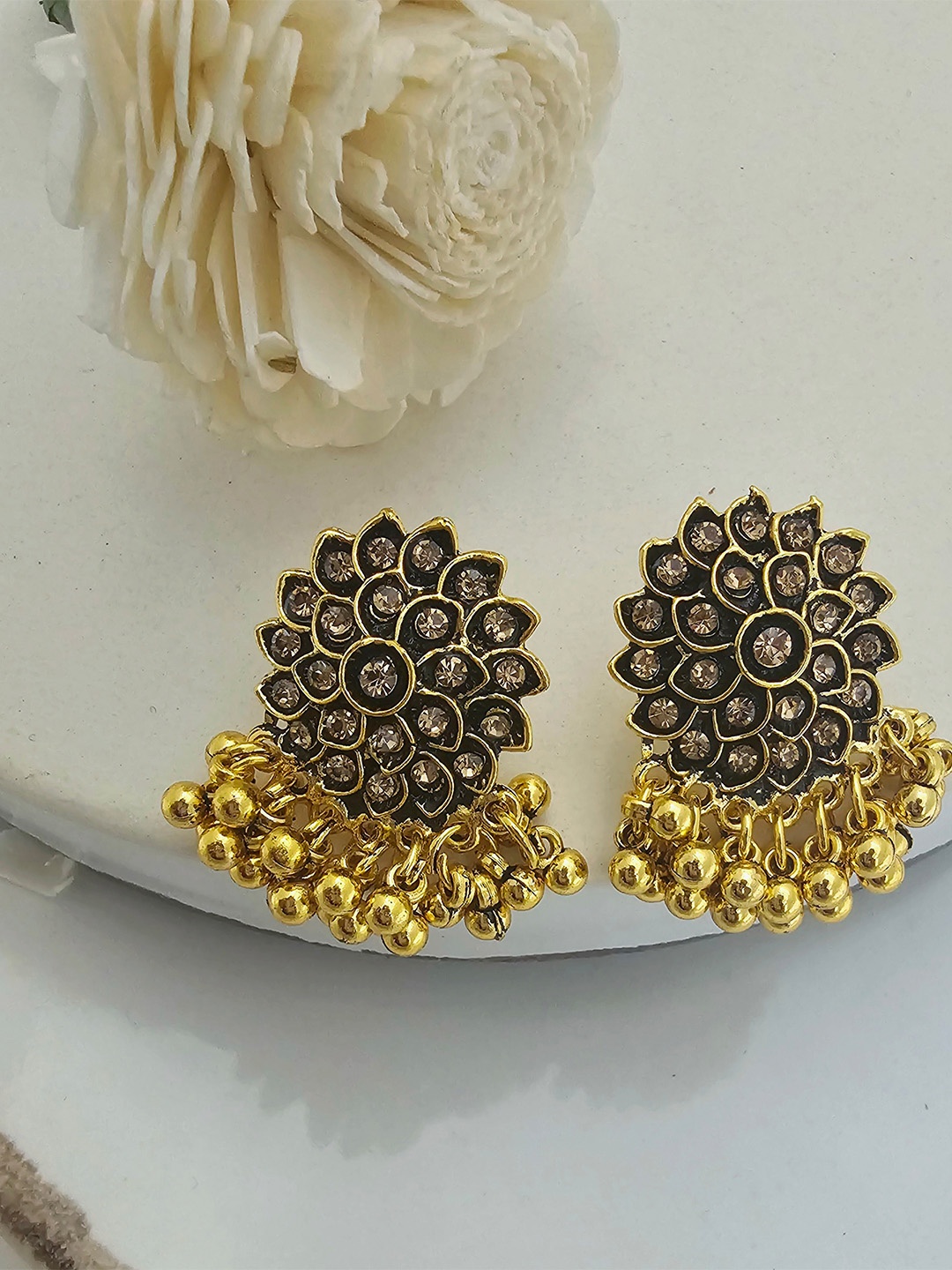 

Binnis Wardrobe Gold-Toned Floral Studs Earrings