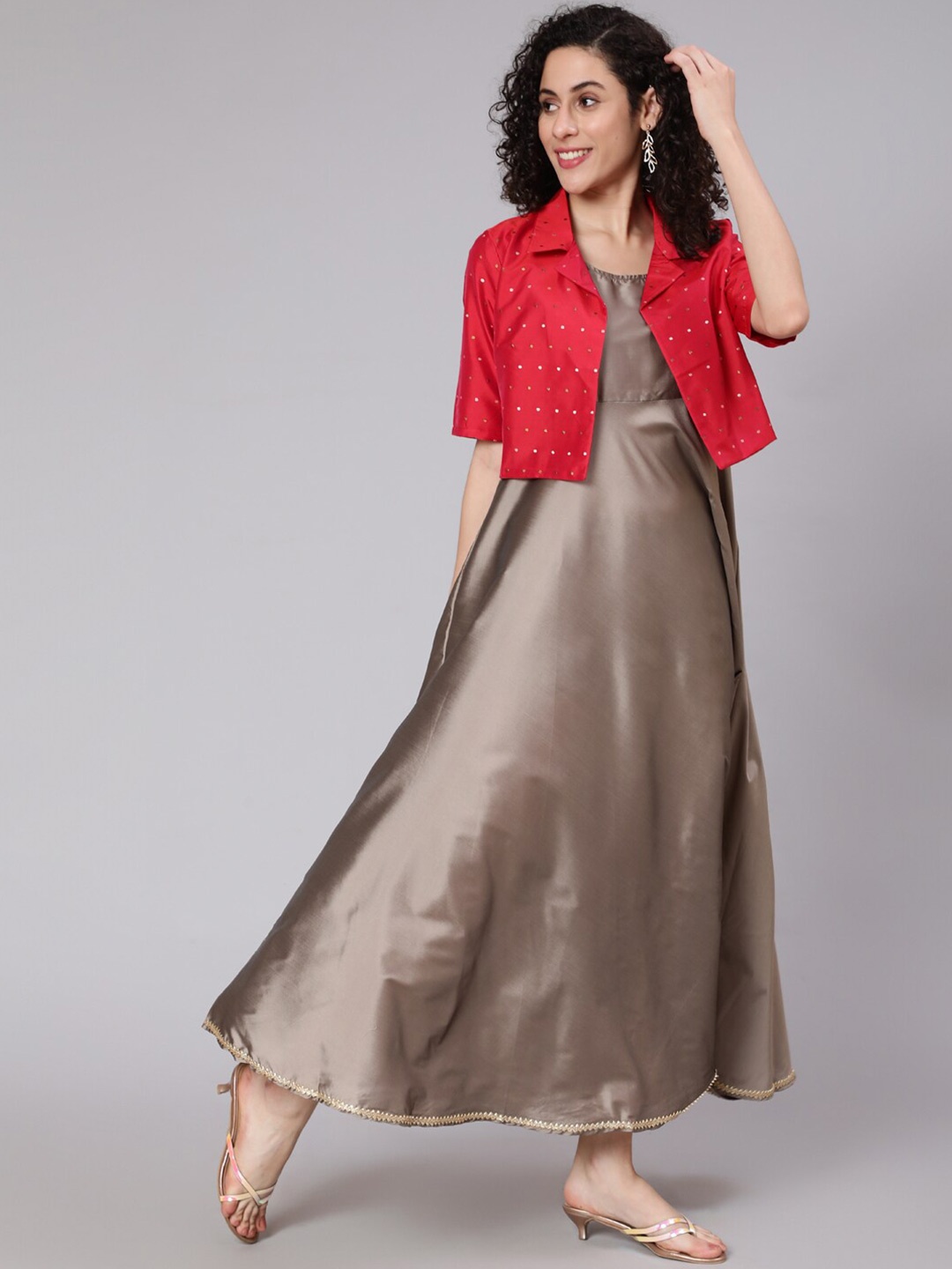 

Awadhi Grey Maxi Dress