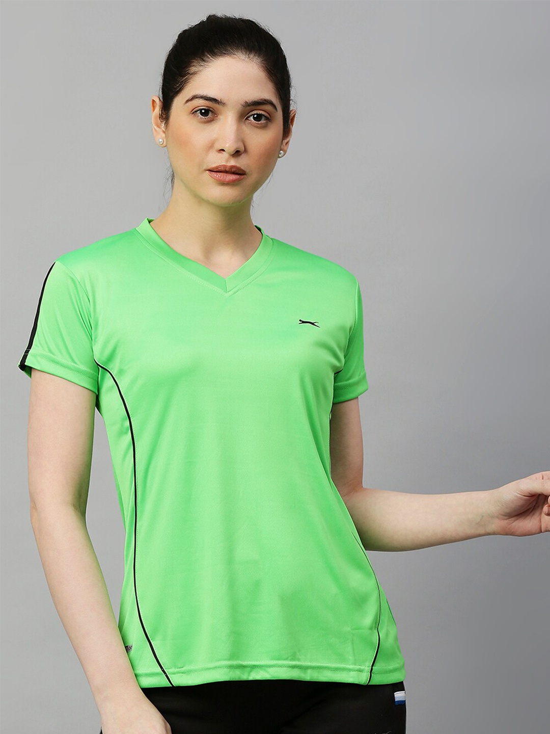 

Black Panther Women Green V-Neck Running T-shirt