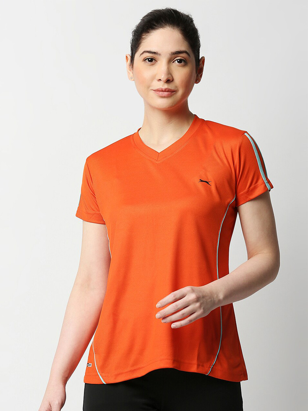 

Black Panther Women Orange V-Neck Running T-shirt