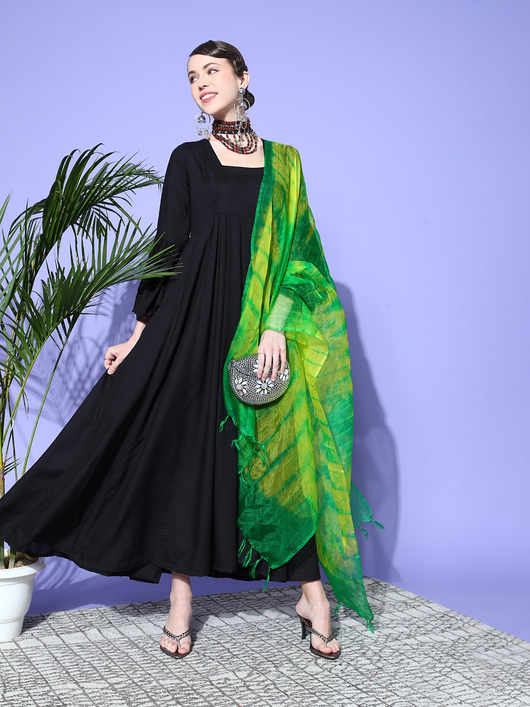 

InWeave Women Black Solid Volume Control Dress