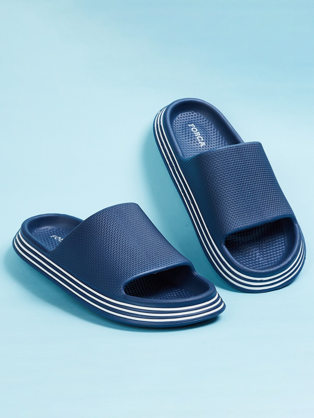 

Forca by Lifestyle Men Navy Blue & White Rubber Sliders