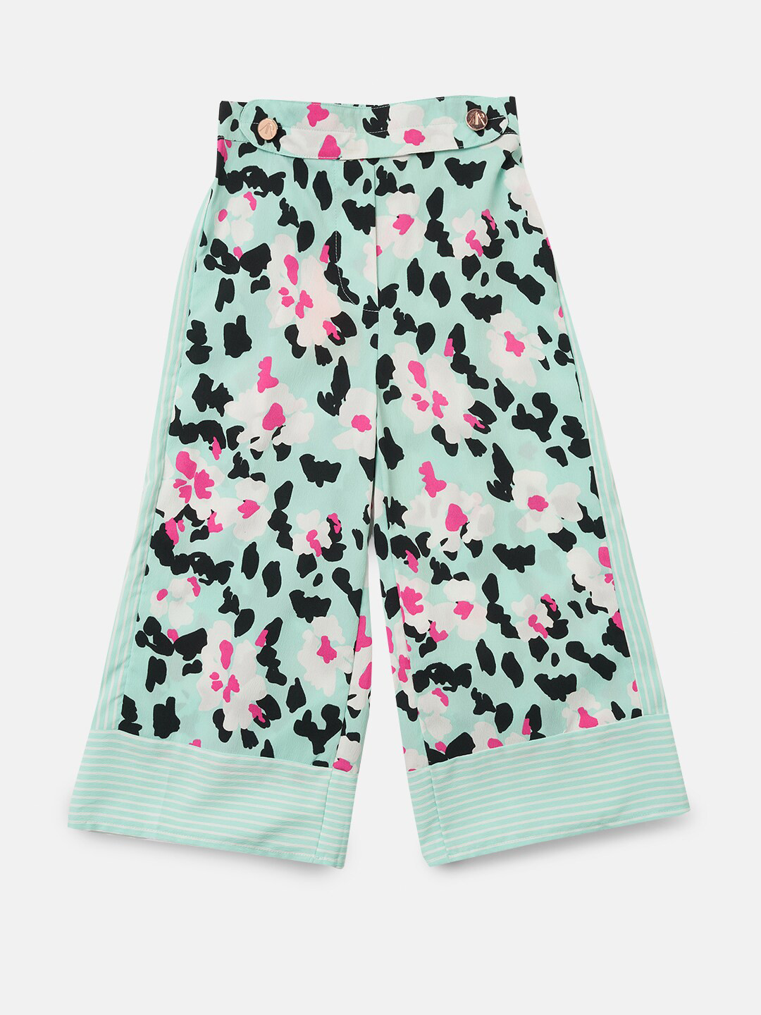 

Angel & Rocket Girls Sea Green & Blue Floral Printed Palazzos