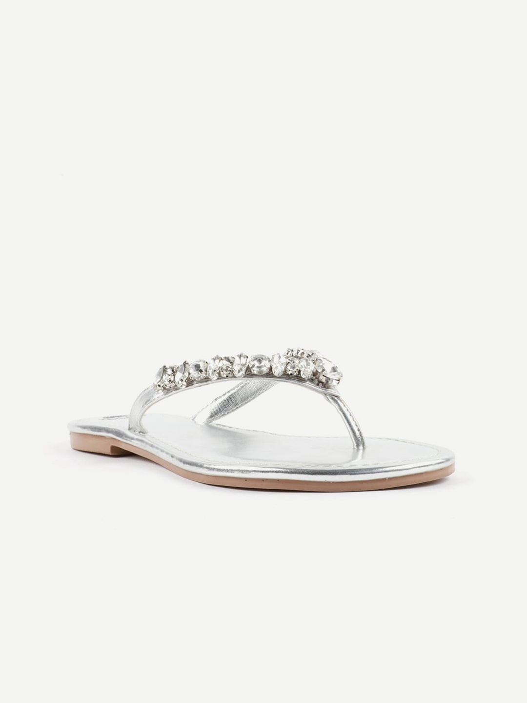 

Carlton London Women Silver-Toned Open Toe Flats