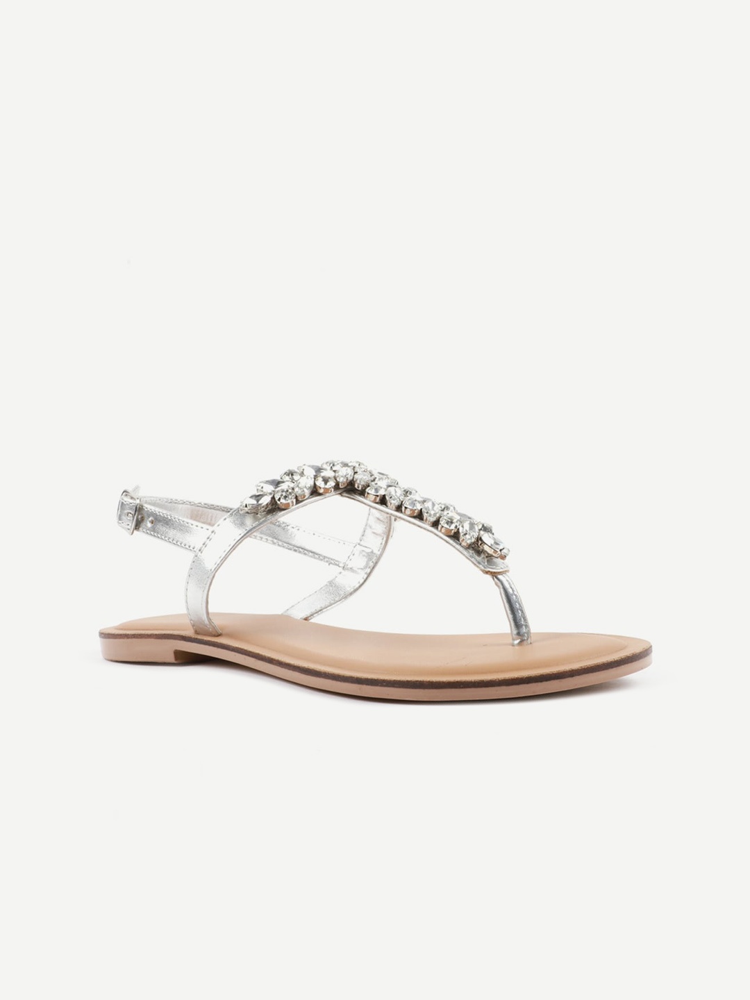 

Carlton London Women Silver-Toned Open Toe Flats