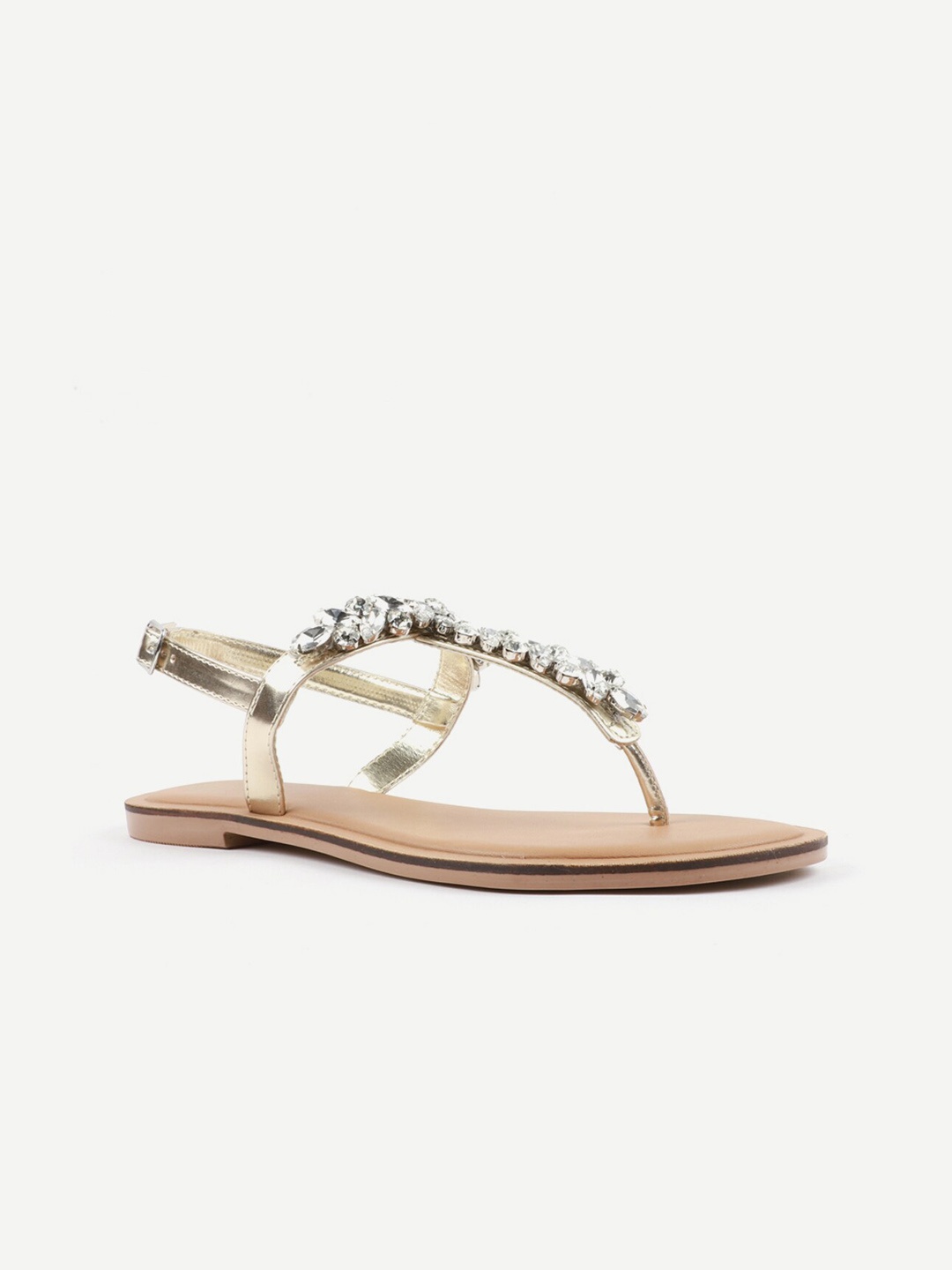 

Carlton London Women Gold-Toned Open Toe Flats