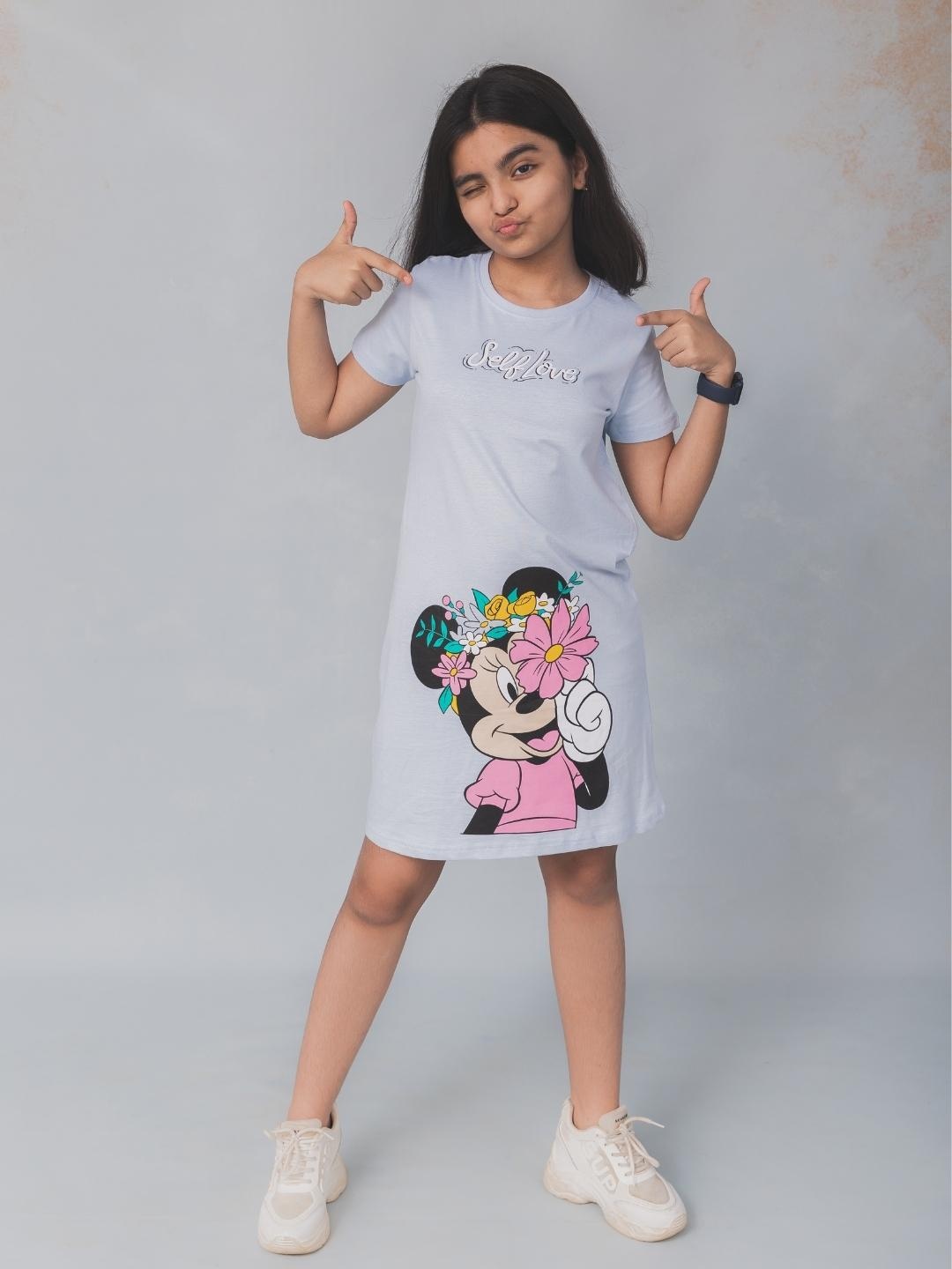 

Nap Chief Girls Disney Minnie Mouse Printed Cotton T-shirt Dress, Blue