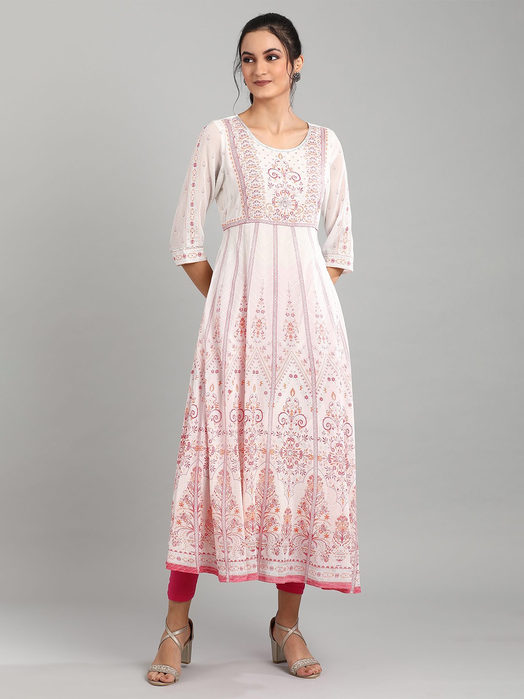 

AURELIA Off White Ethnic Motifs Maxi Dress