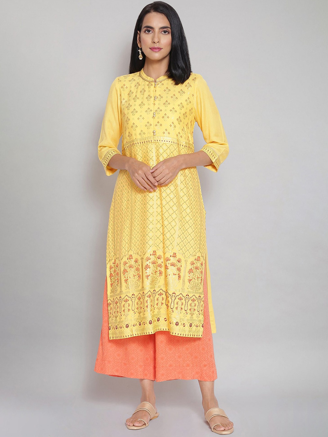 

AURELIA Women Yellow Paisley Kurta