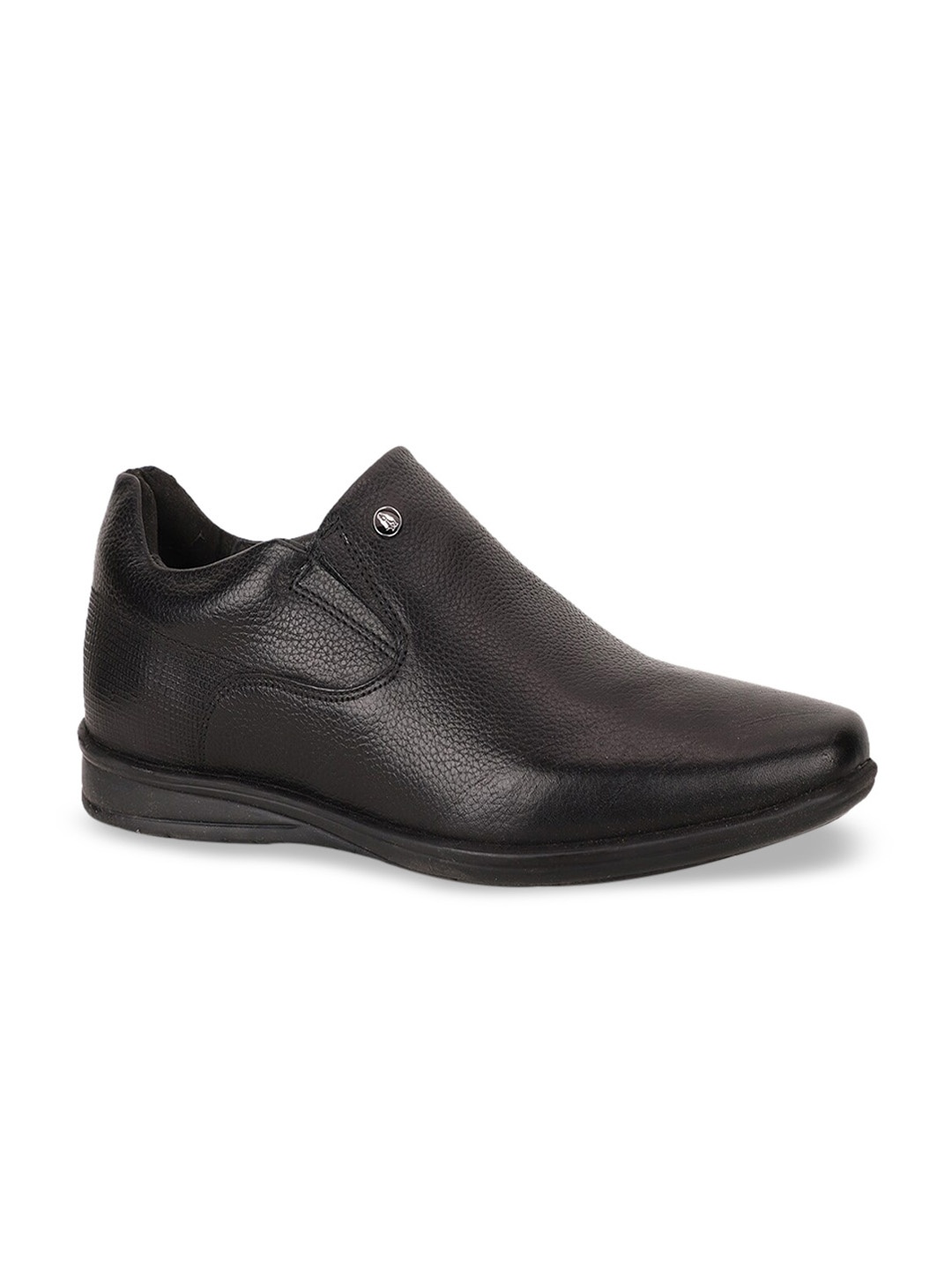 

Hush Puppies Men Black Textured Leather Formal Slip-Ons