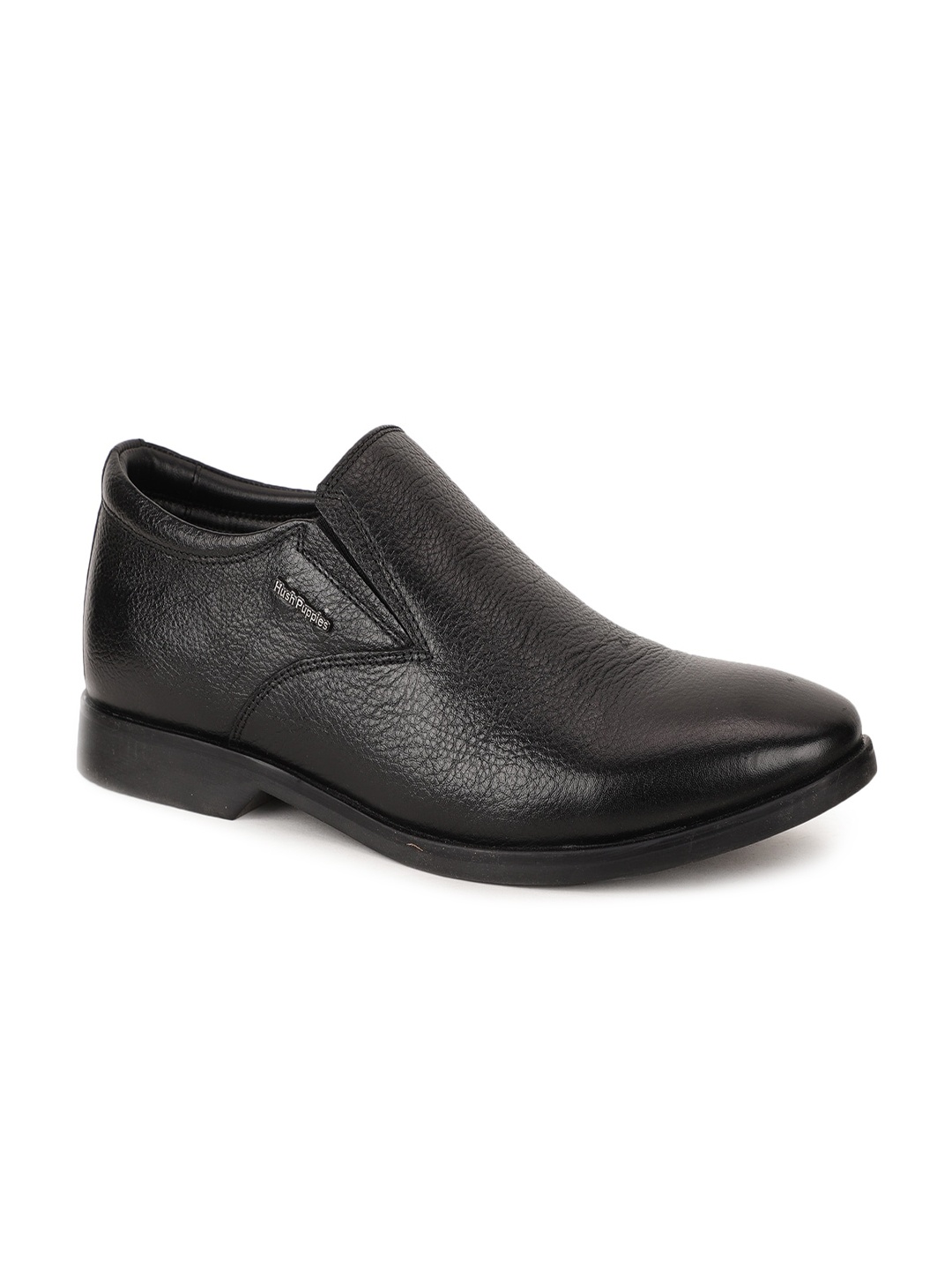 

Hush Puppies Men Black Textured Leather Formal Slip-On