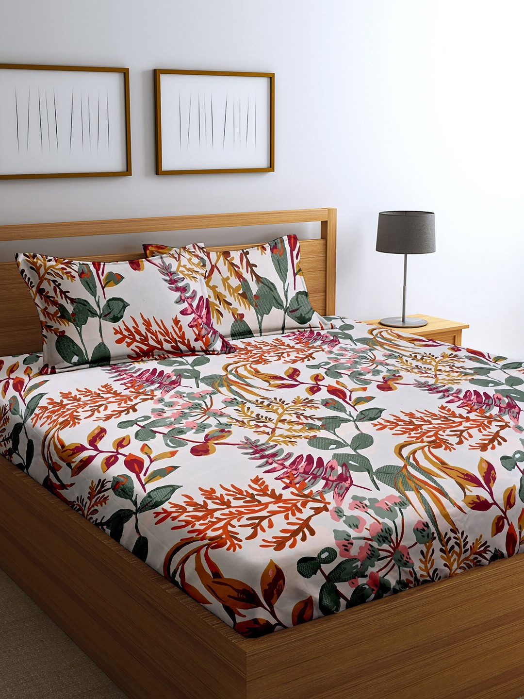

Cortina Multicoloured Floral 152 TC Queen Bedsheet with 2 Pillow Covers, Multi