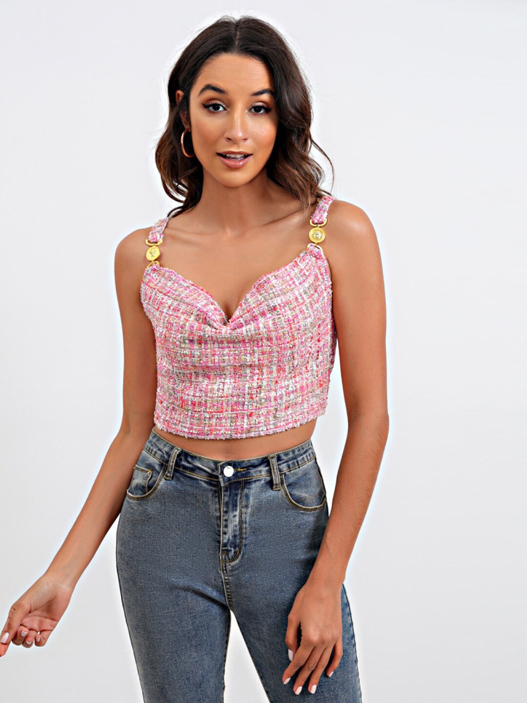 

BoStreet Pink Floral Print Crop Top