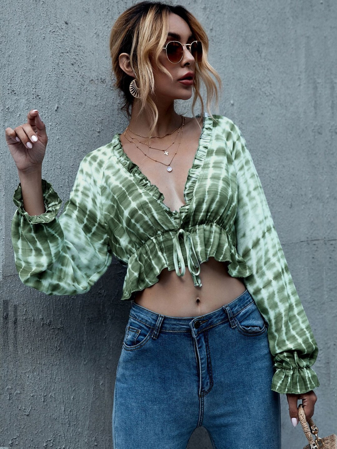 

StyleCast Green Checked Crop Top