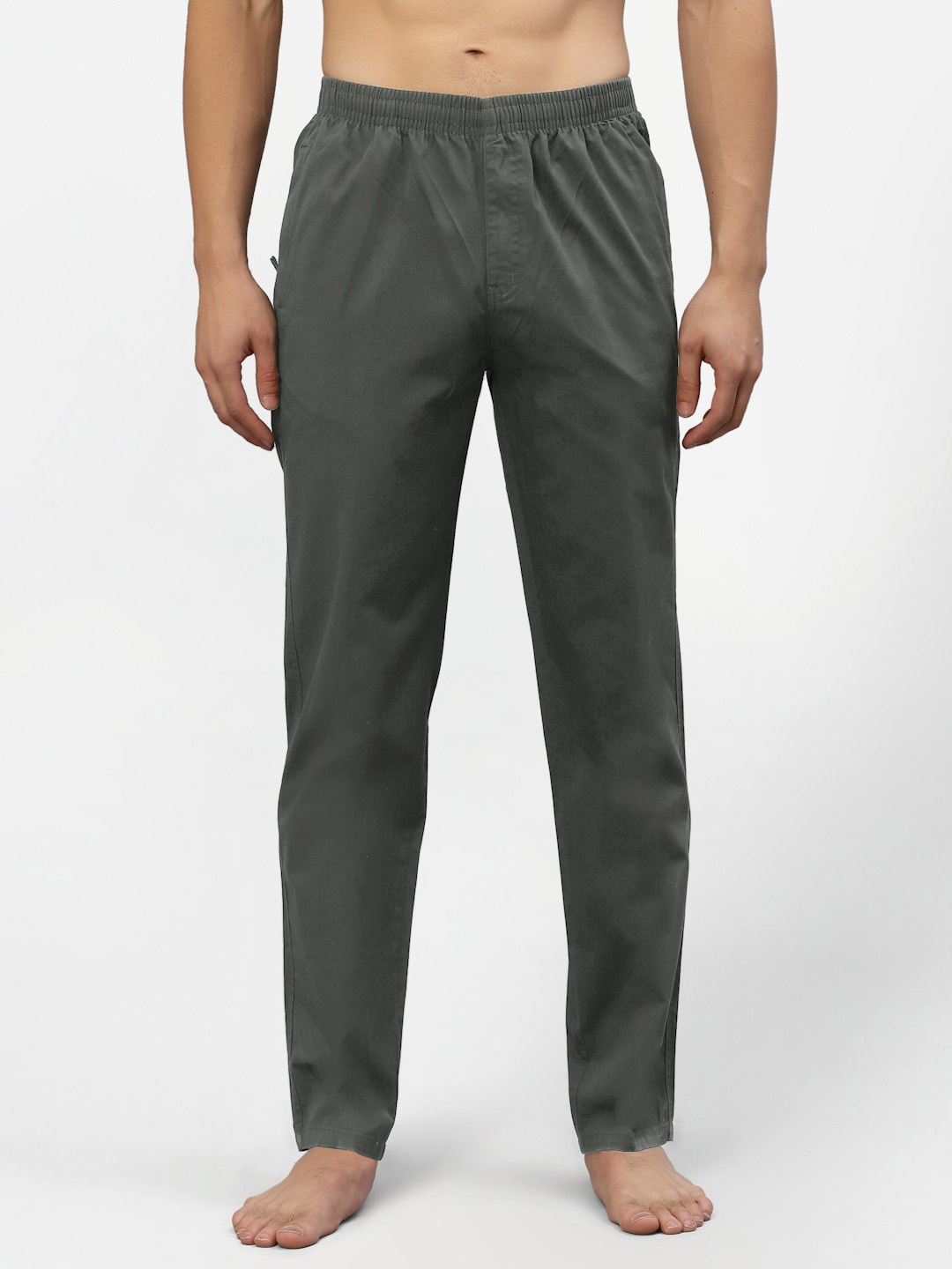 SAPPER Men Olive Green Solid Cotton Lounge Pant