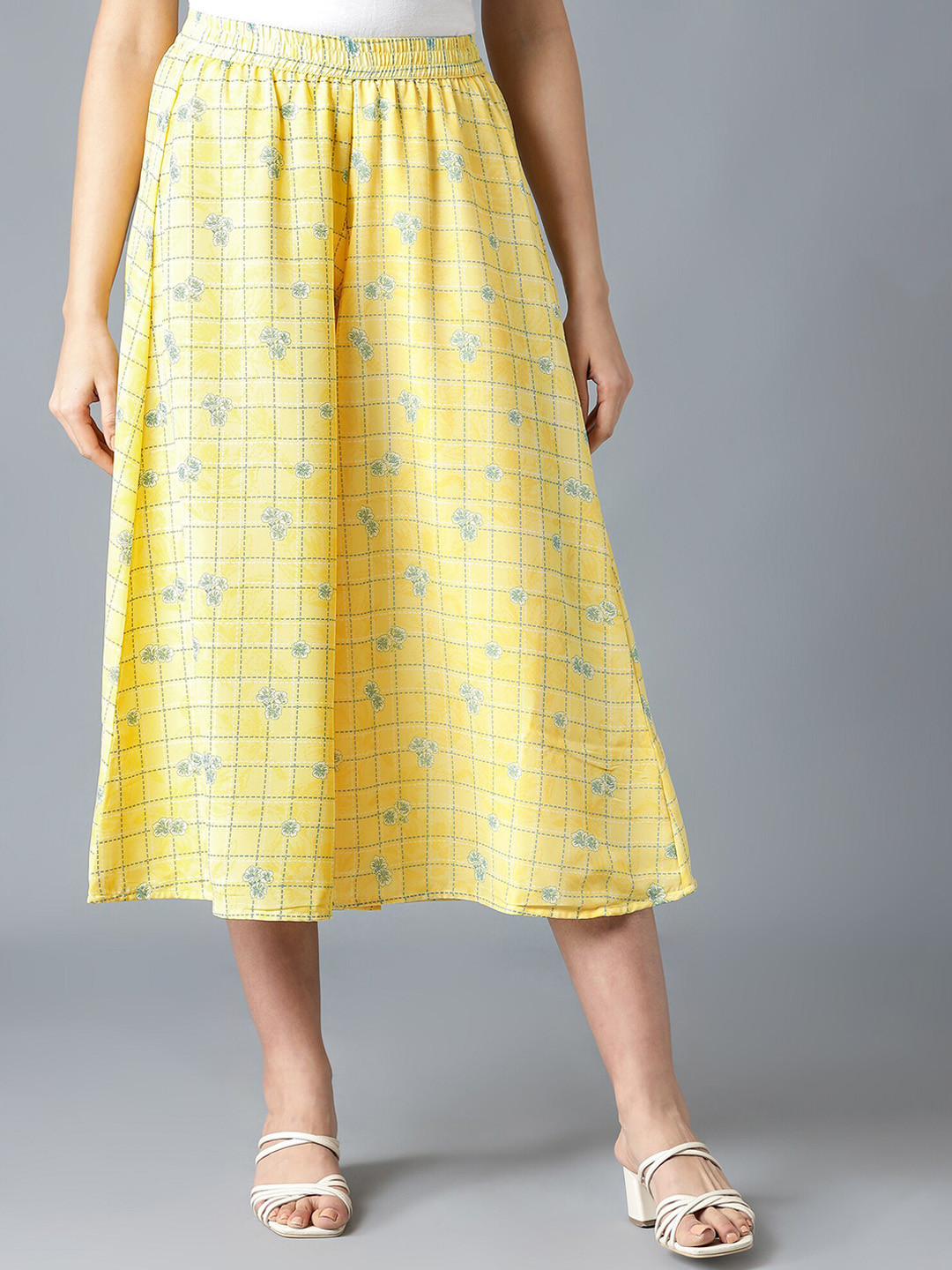 

AURELIA Women Yellow Floral Printed Culottes Trousers
