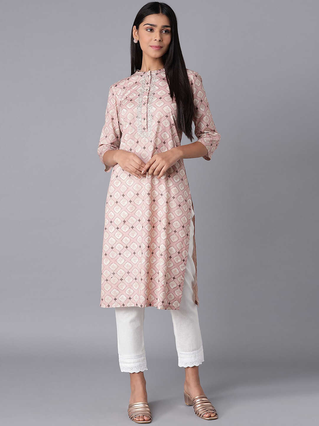 

W Women Pink Ethnic Motifs Printed Kurta