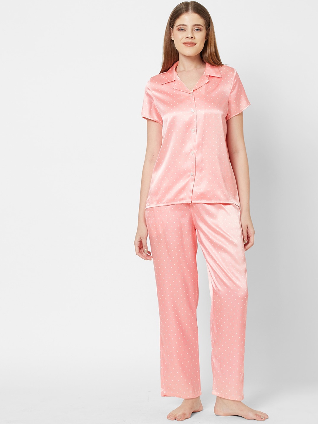 

SDL by Sweet Dreams Women Peach-Coloured Printed Night suit