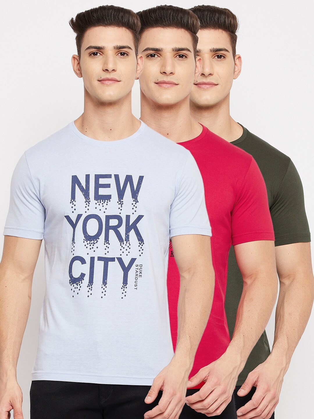 

Duke Men Multicoloured Typography 3 Printed Applique Slim Fit T-shirt, Multi
