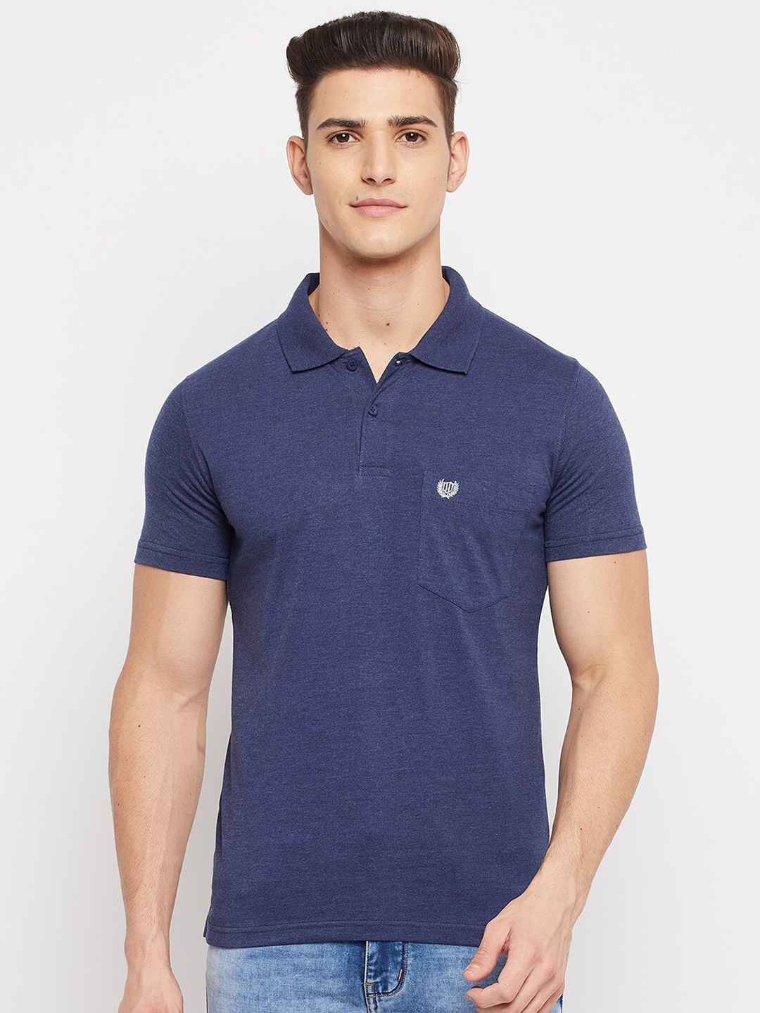 

Duke Men Blue Polo Collar T-shirt