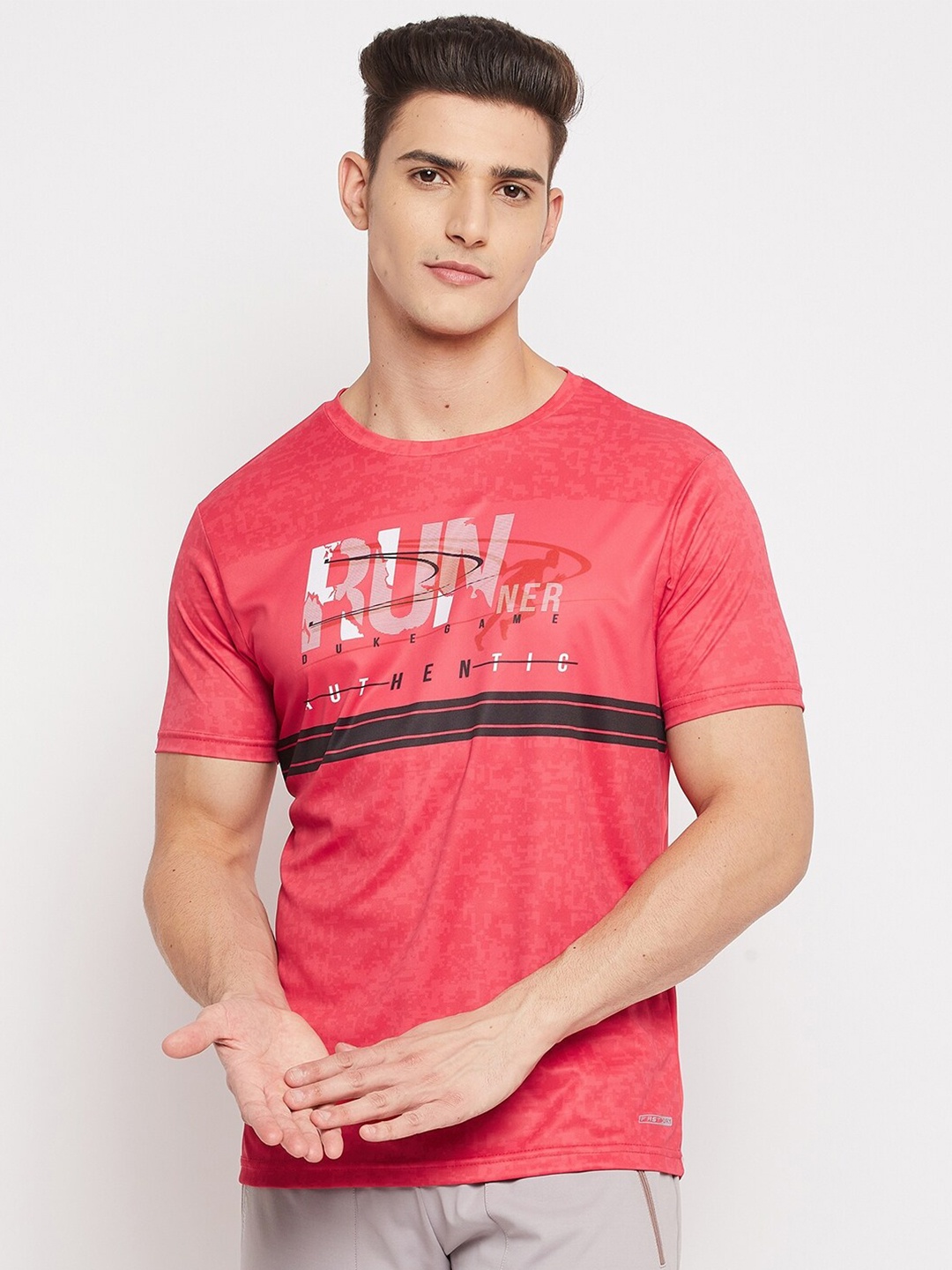 

Duke Men Red Typography Printed T-shirt