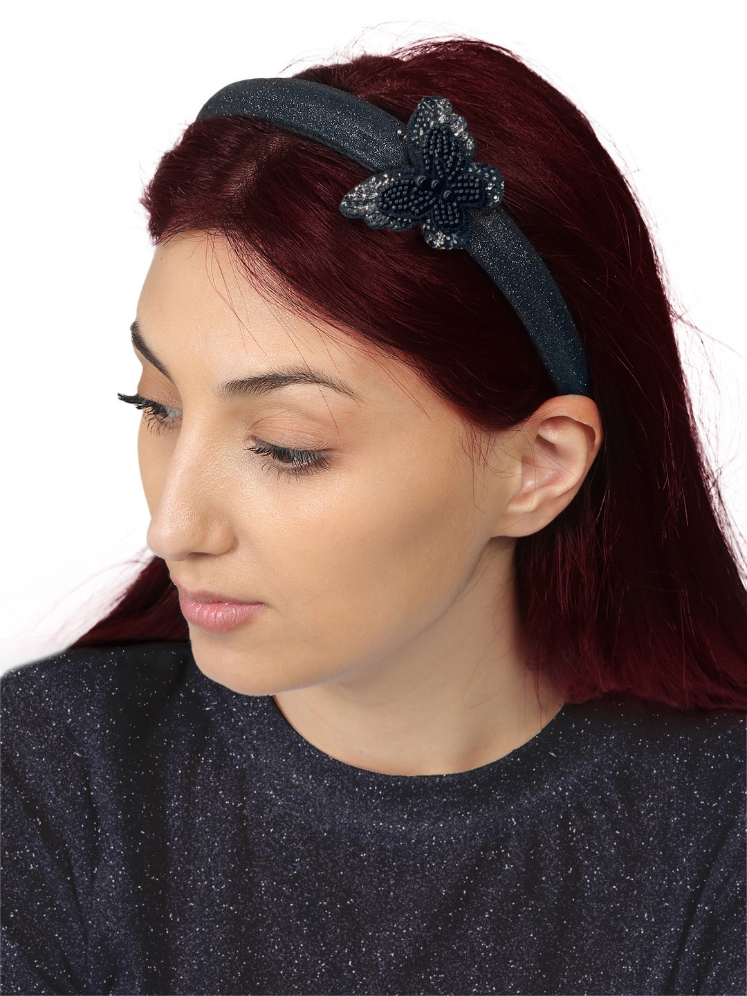 

KazarMax Girls Black Beaded Butterfly Hairband
