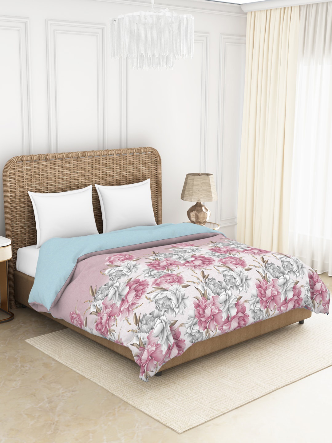 

SPACES Pink & Blue AC Room 150 GSM Double Bed Quilt