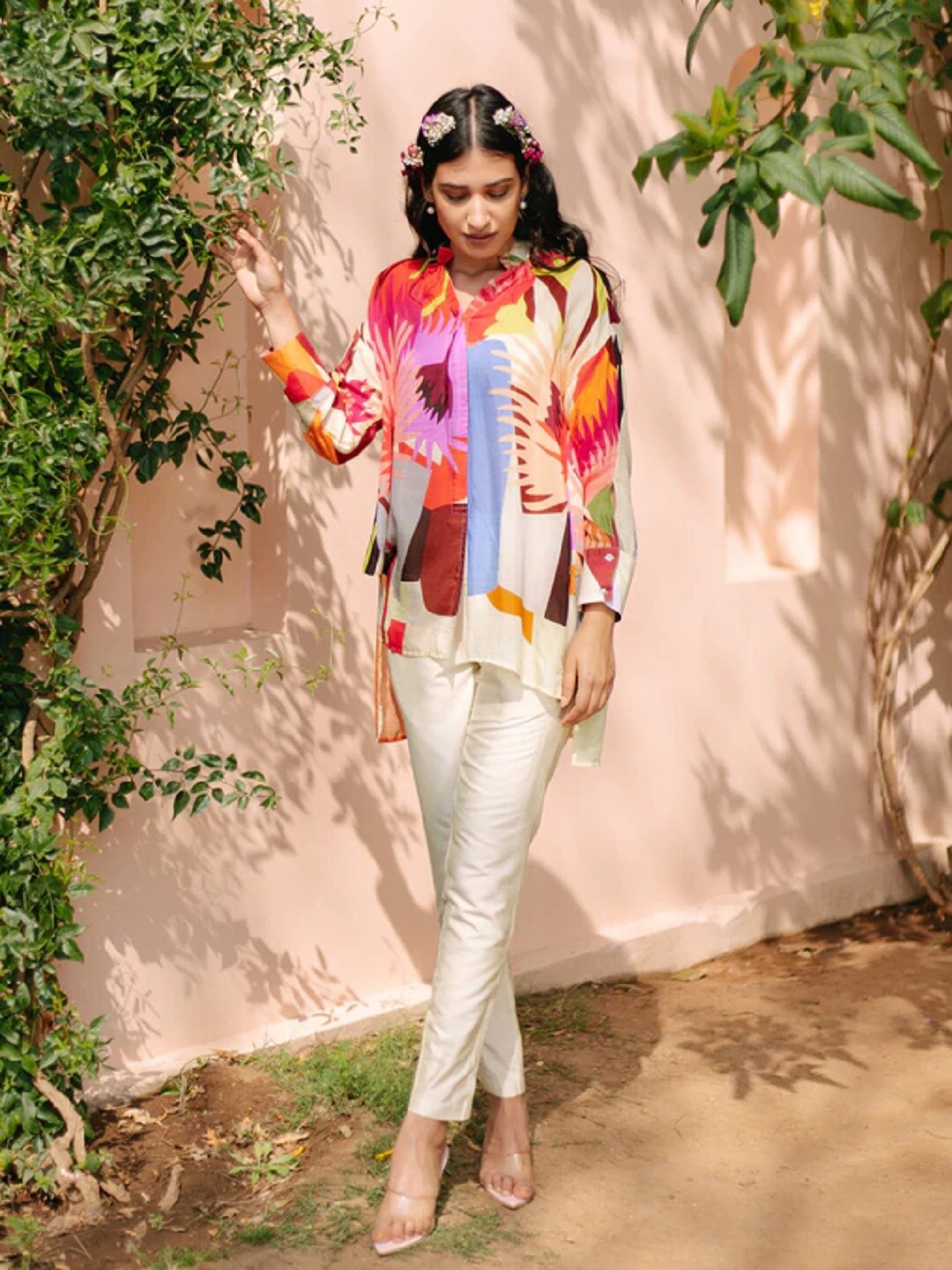 

CHIQUE Women Multi-Coloured Floral Printed High-Low Casual Shirt