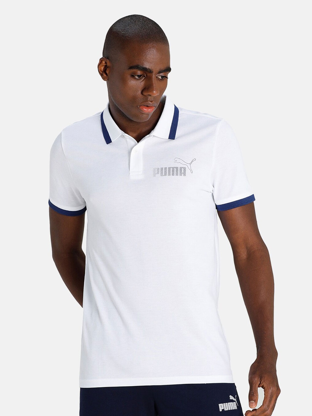 

Puma Men White Typography Polo Collar Slim Fit T-shirt
