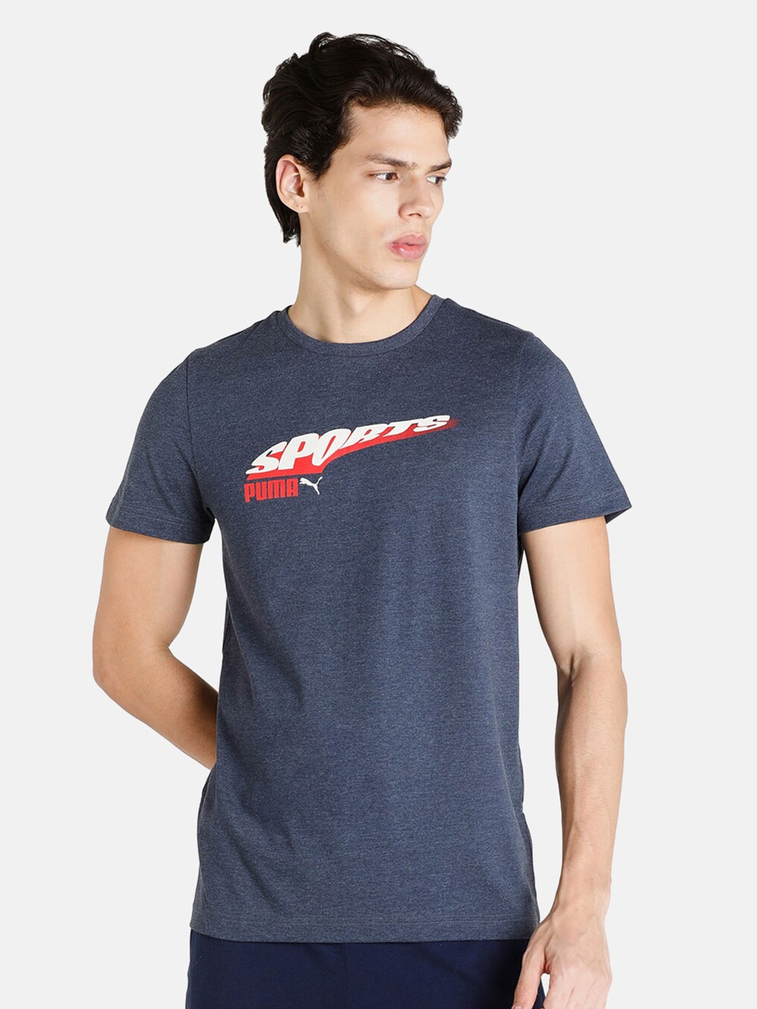 

Puma Men Blue Brand Logo Slim Fit Cotton T-shirt