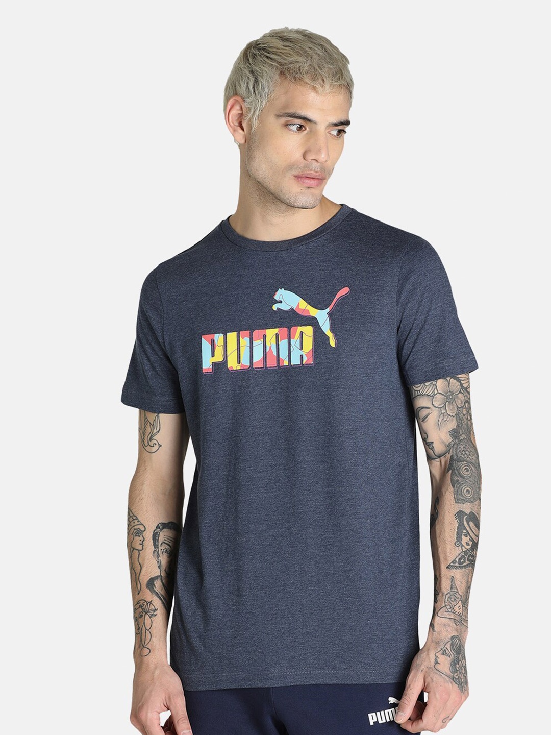 

Puma Men Blue Brand Logo Printed T-shirt
