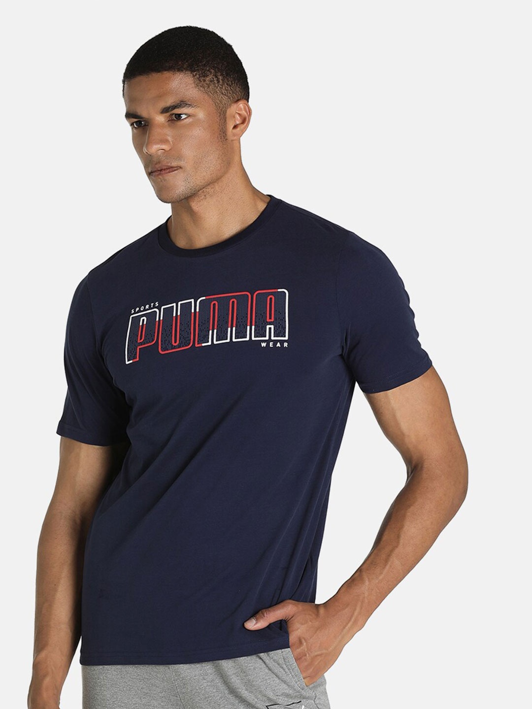 

Puma Men Blue Typography Printed T-shirt