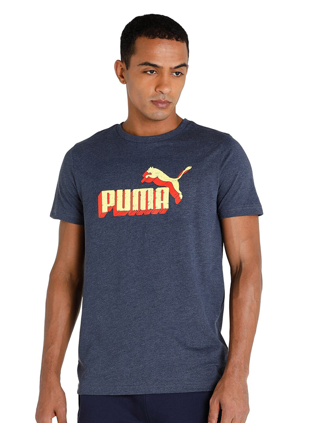 

Puma Men Blue Brand Logo Printed Slim Fit T-shirt