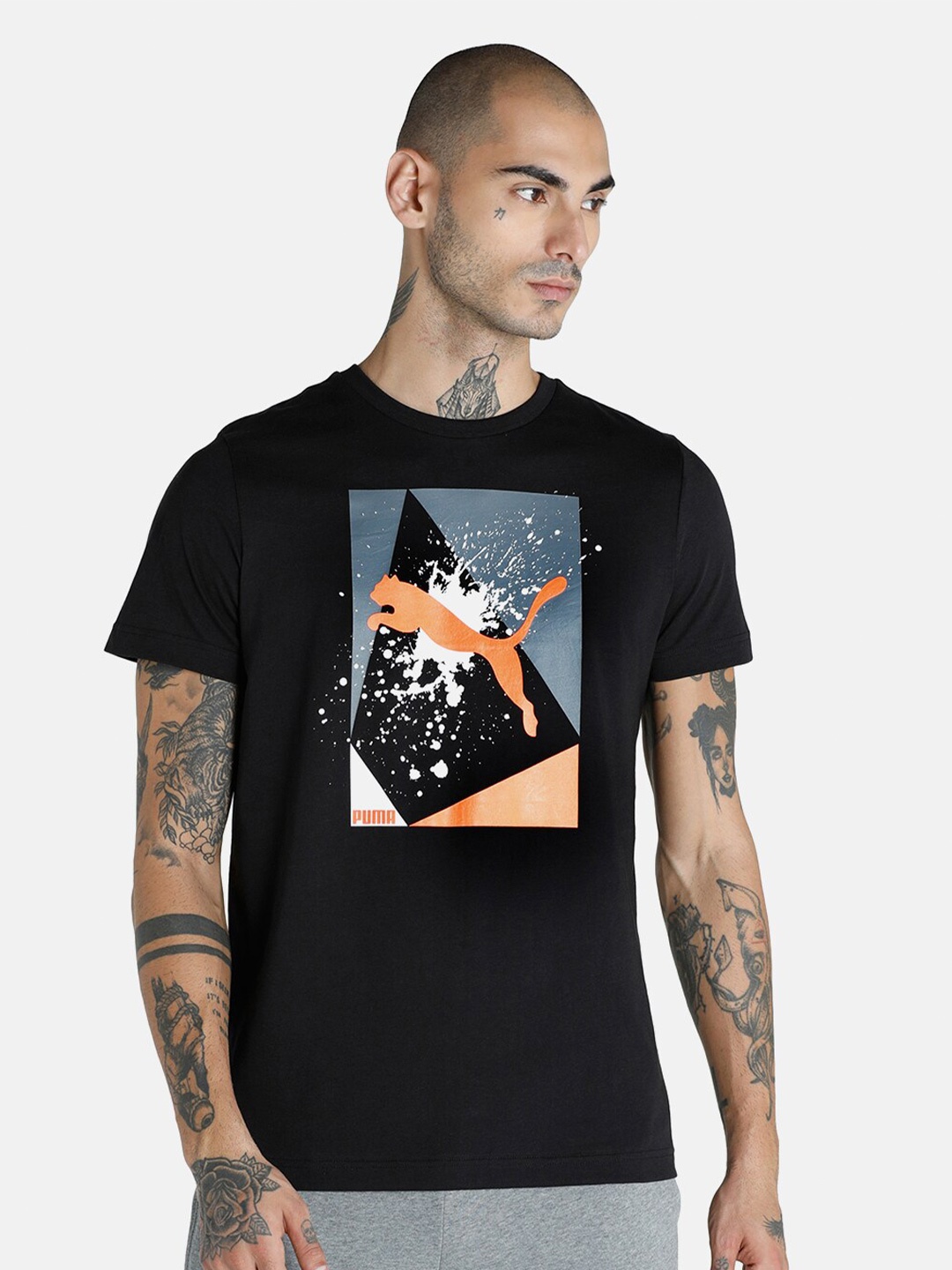 

Puma Men Black Printed Slim Fit T-shirt