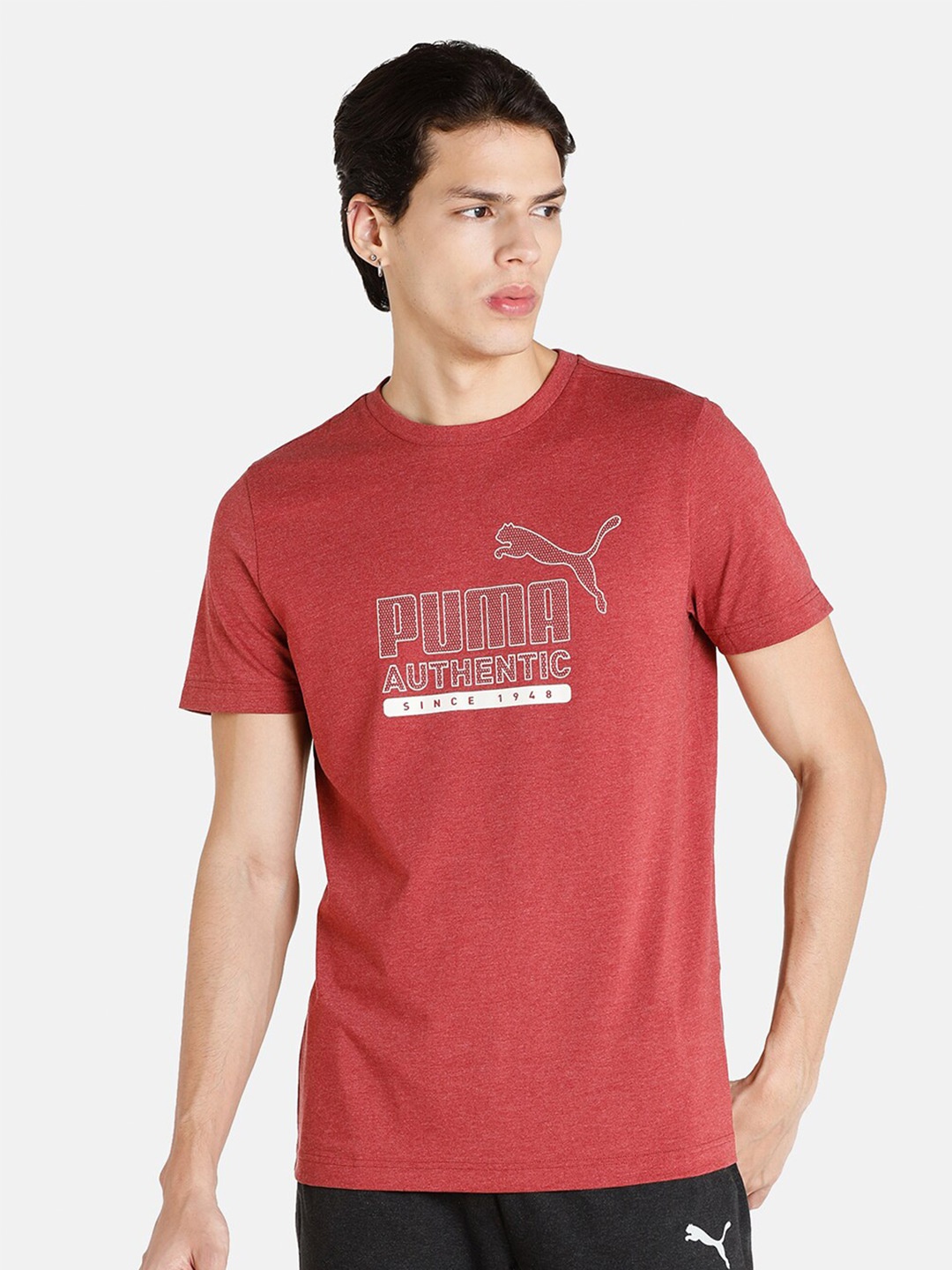 

Puma Men Red Typography Printed Slim Fit T-shirt