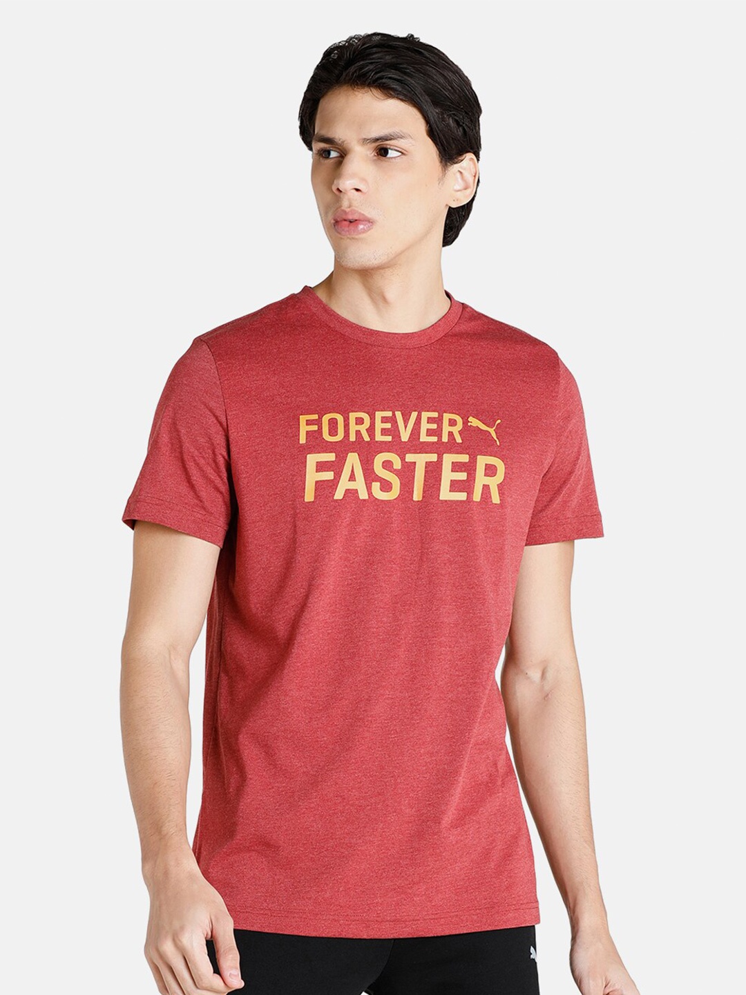 

Puma Men Red Typography Printed Slim Fit T-shirt