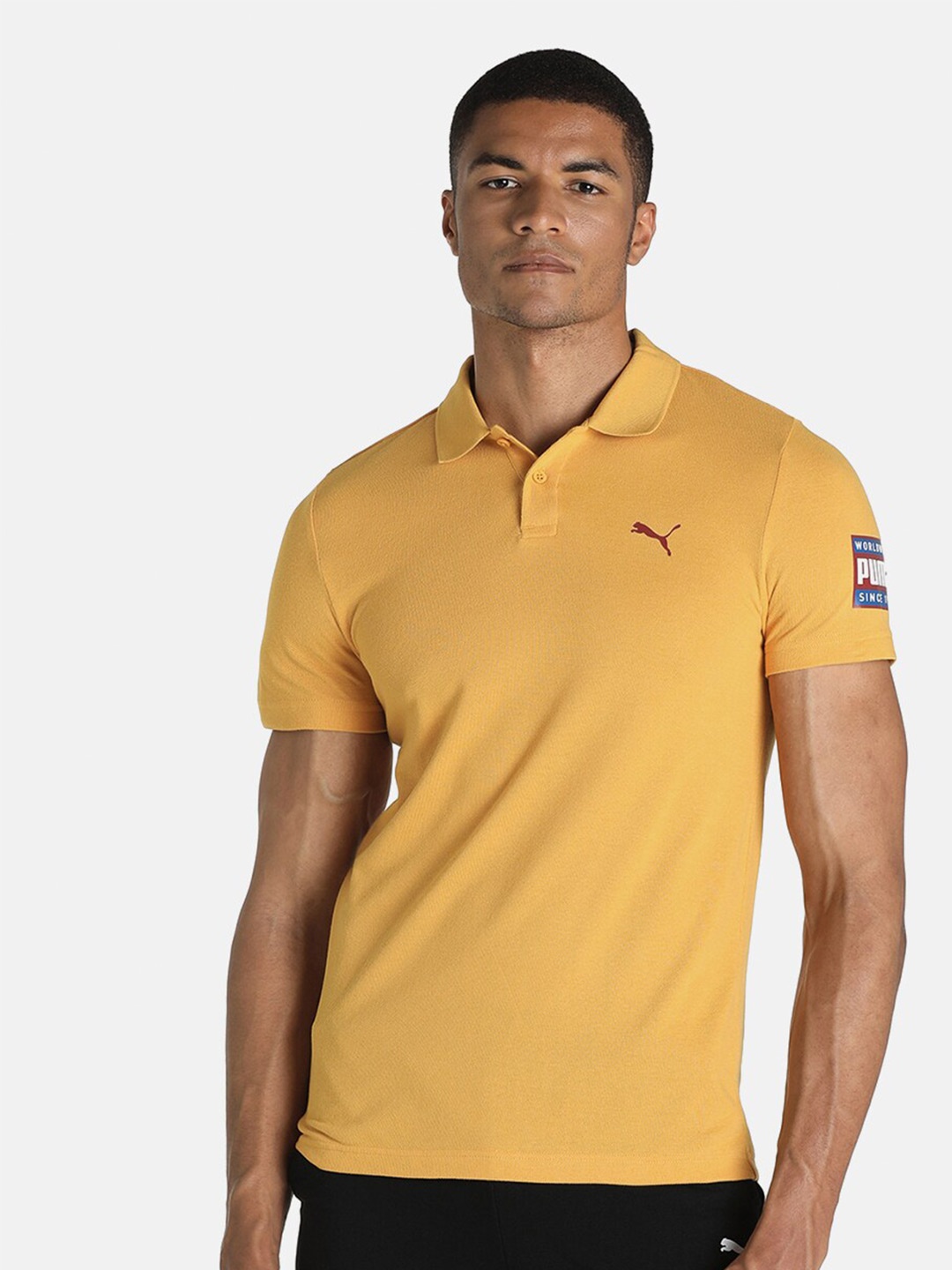 

Puma Men Yellow Polo Collar Slim Fit T-shirt
