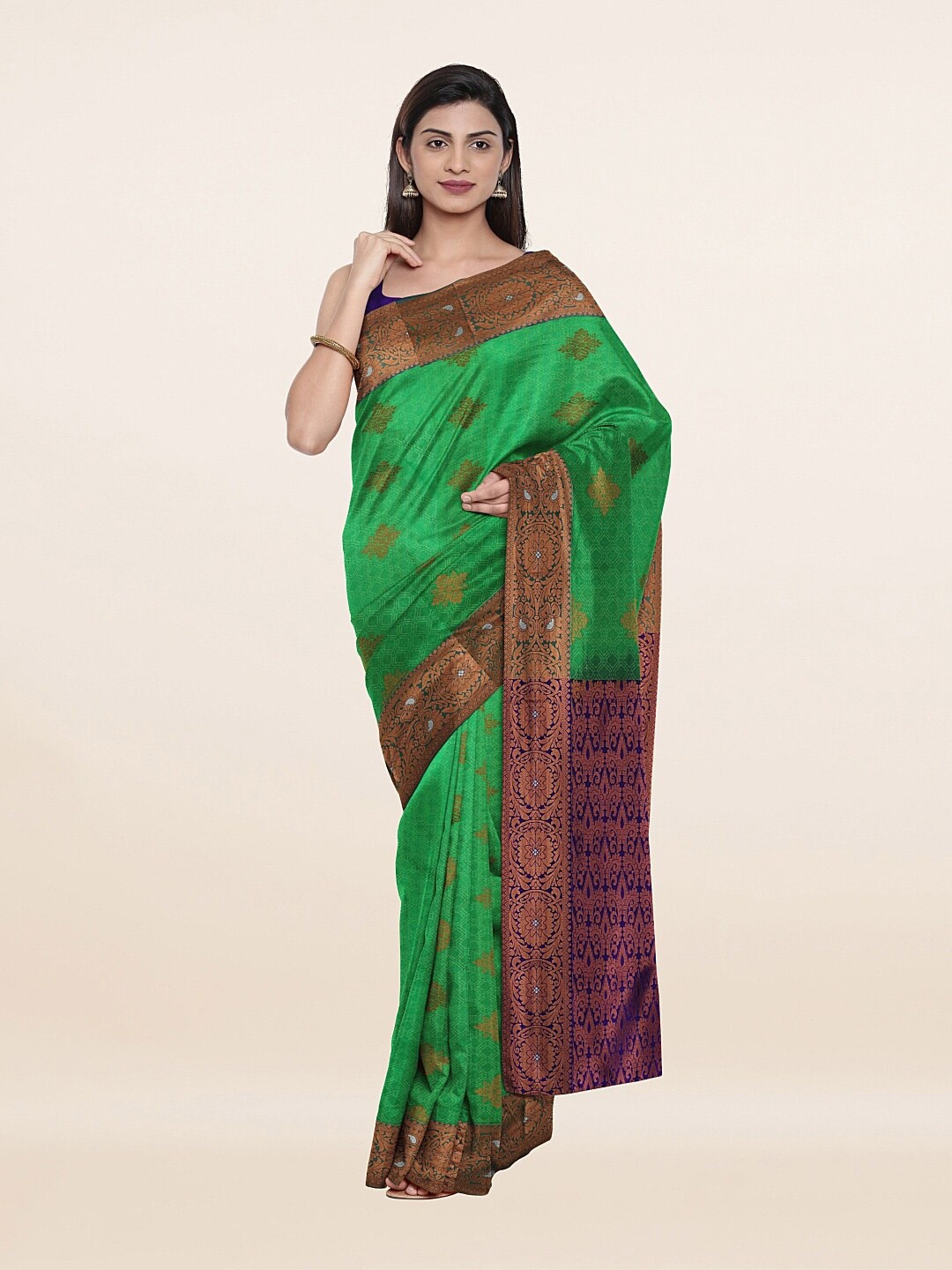 

Pothys Green & Blue Woven Design Zari Pure Silk Saree