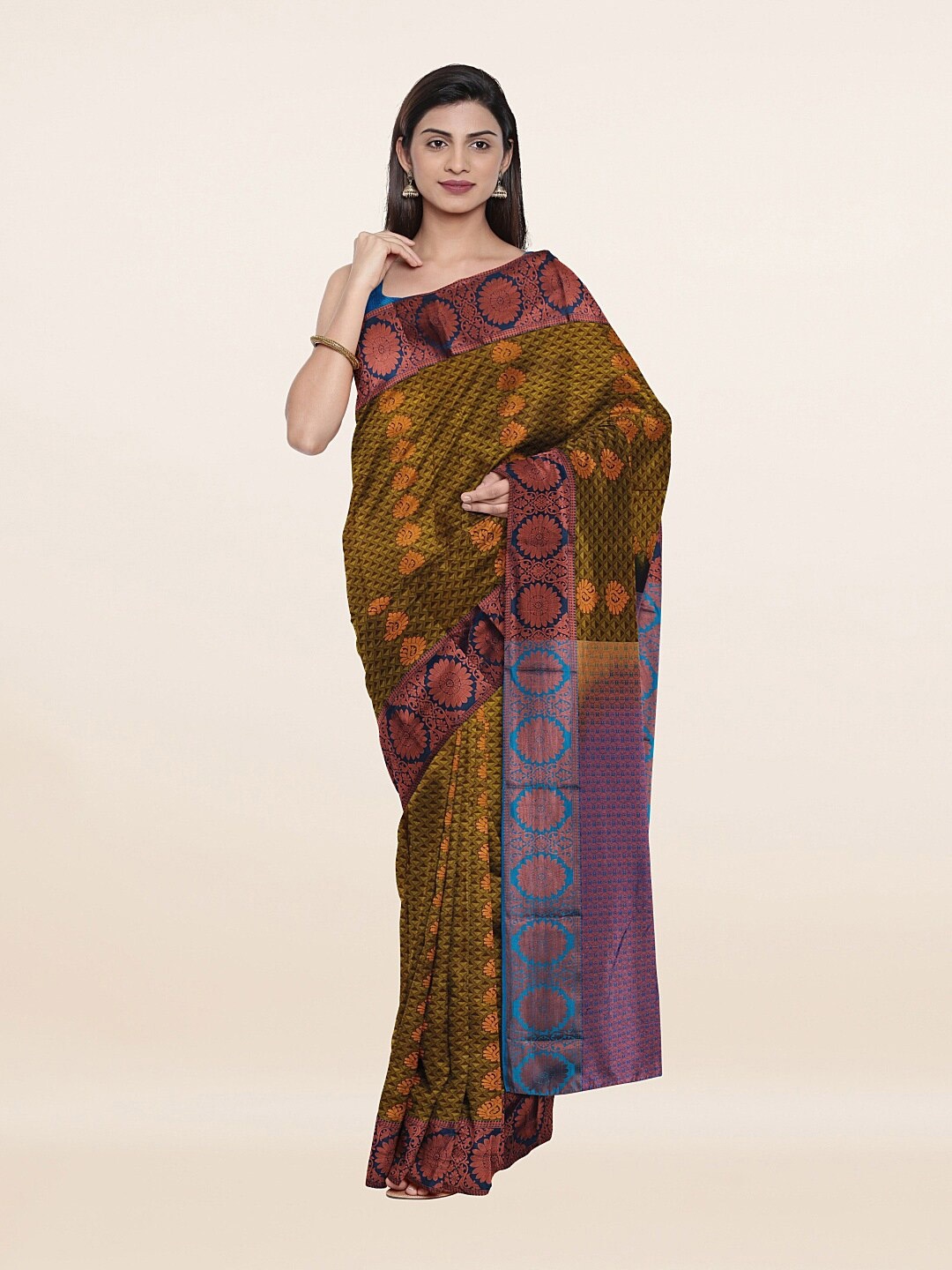 

Pothys Green & Blue Woven Design Zari Pure Silk Saree