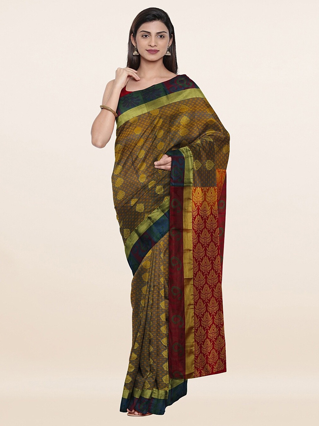

Pothys Green & Maroon Woven Design Zari Pure Silk Saree