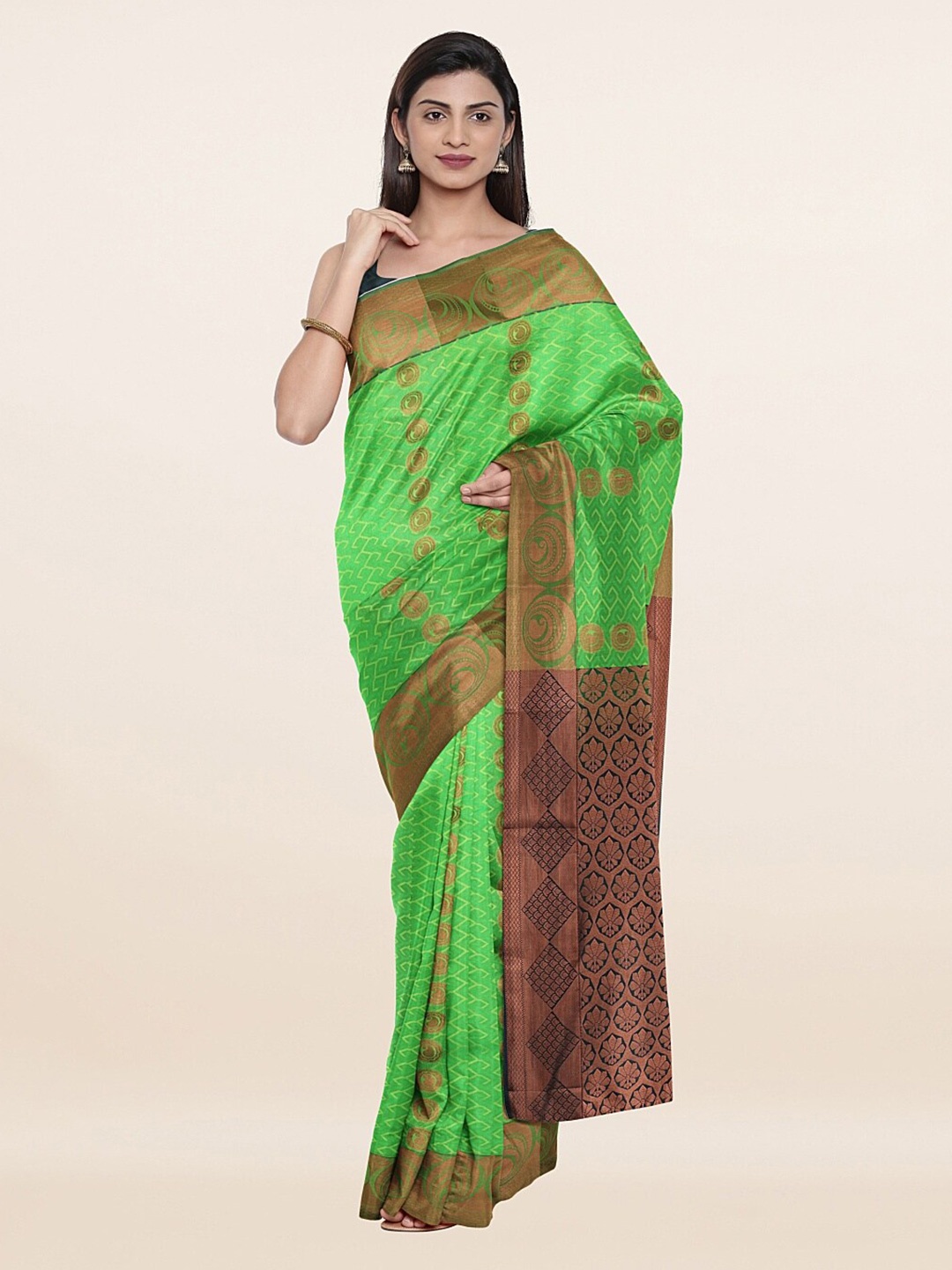 

Pothys Green & Maroon Woven Design Zari Pure Silk Saree
