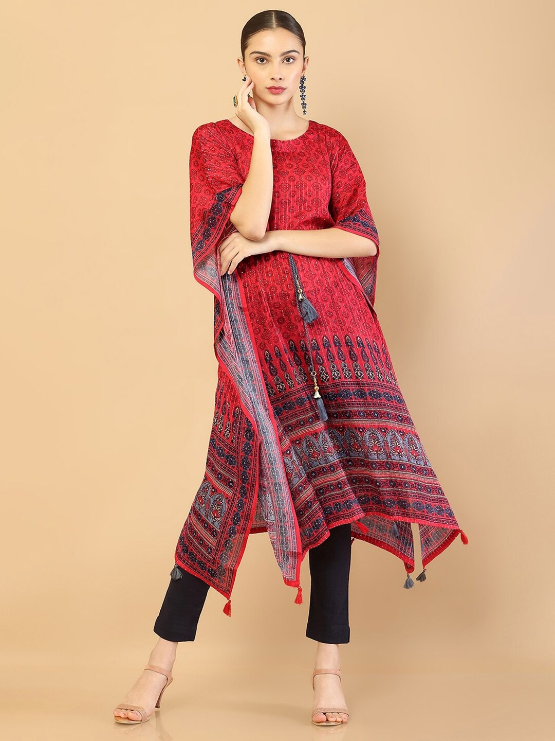 

Soch Red A-Line Midi Dress