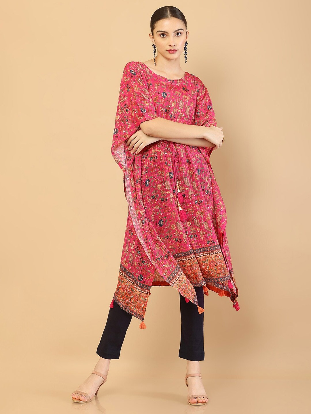 

Soch Pink & Blue Printed Kaftan Tunic