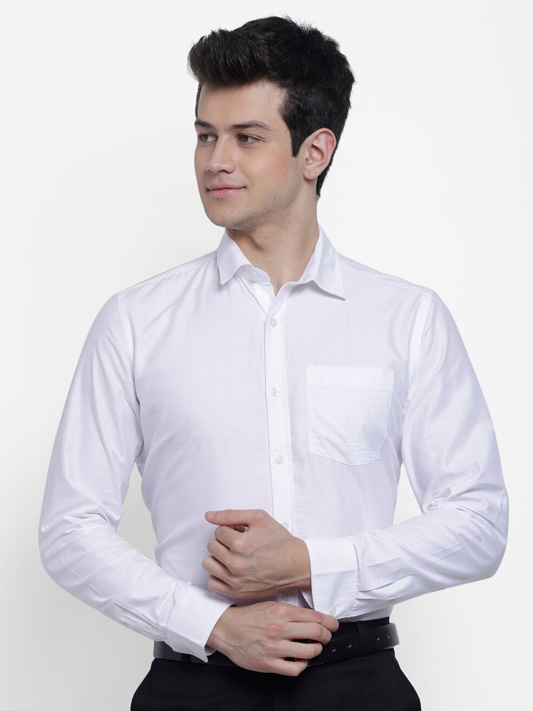 

cape canary Men White Regular Fit Cotton Formal Shirt