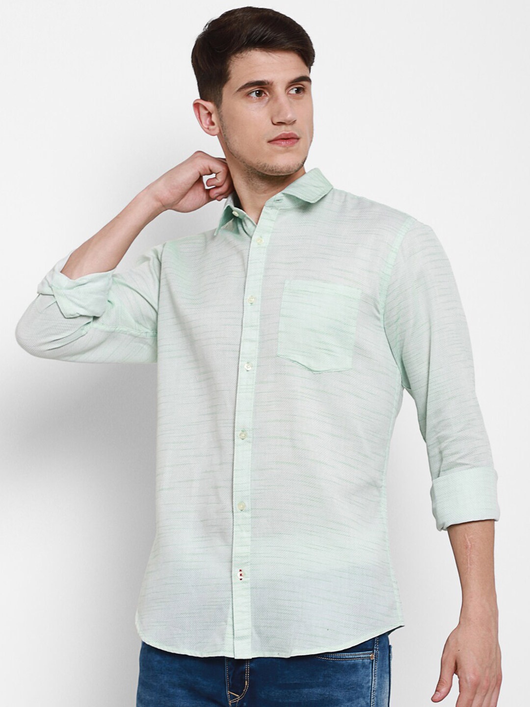 

cape canary Men Green Regular Fit Cotton Casual Shirt