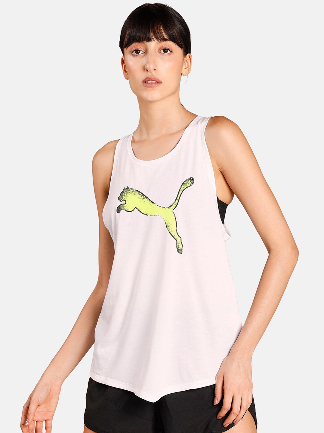 

Puma White Print HIT Feel It Training & Gym Tank Top