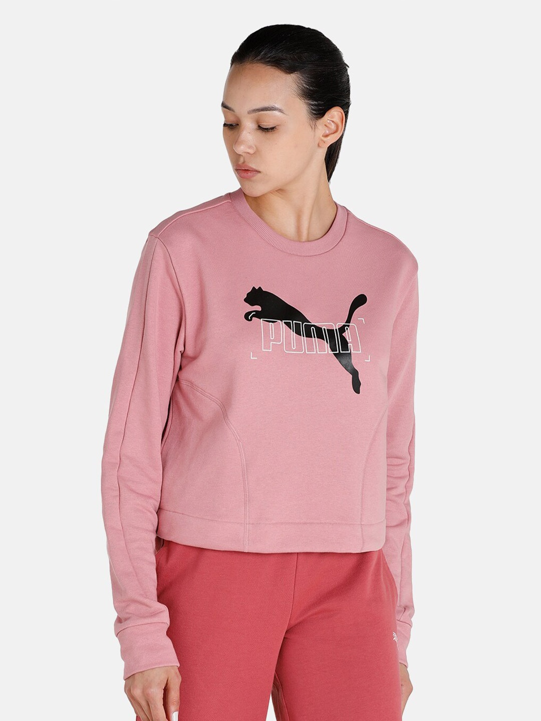 

Puma Women Pink Printed Nu-tility Crew Sweatshirt