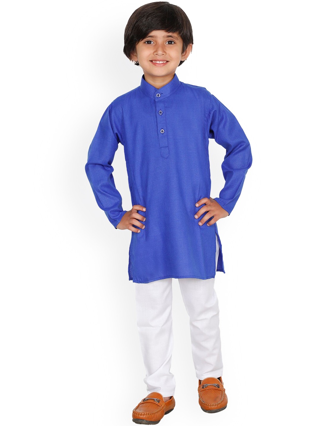 

DKGF FASHION Boys Blue & White Kurta with Trousers